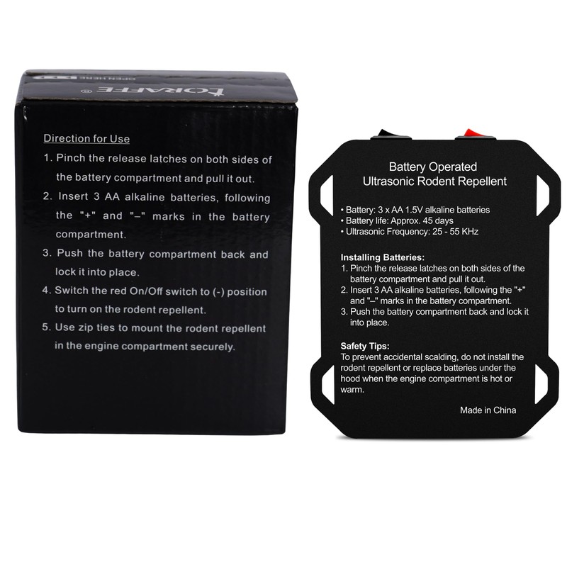 Ultrasonic Rodent Repellent for Car Engine – Battery Powered Under