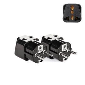 2Stk. Reiseadapter Welt auf Deutschland Typ F Schuko 2in1 16A 2200W/2500W Max USA/UK/AUS/China/Japan auf Deutschland Stromadapter (Model C x2)