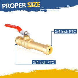 GUOFIS 3/4 Inch Slip Ball Valve,Push Shut-off Ball Valve,Plumbing Fittings to Connect PEX, Copper, CPVC, PE-RT, With A Disconnect Clip(Pack of 1)