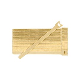 Fix&Easy Velcro Cable Ties, 12.5 x 200 mm, Bamboo Beige, Set of 100, Reusable, for Reed Mat, Balcony Privacy Screen, Patio