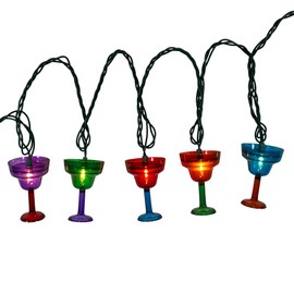 Kurt Adler 12-Foot UL 10-Light Margarita Glass Light Set with Green Wire