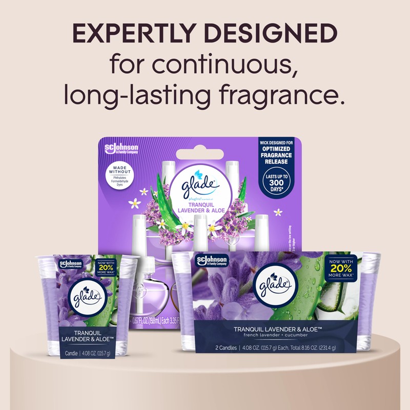 Glade Scented Candle Jar, Tranquil Lavender & Aloe, Air Freshener
