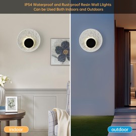 Resin Wall Sconce Wabi Sabi Art Lighting Fixture, Modern Resin Japanese Style Lamp 9W for Bedroom,Hallway, Moon Stairs Light,IP54 Waterproof Outdoor Porch Wall Lights for Porch Garage Entryway