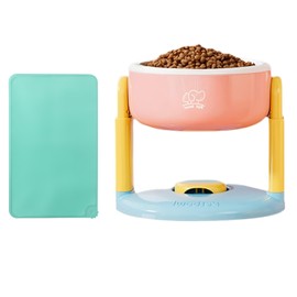 Elevated Cat Bowls Dog Bowls with 19X12 Large Waterproof Pet Feeding Mat, Adjustable 7" Tall Raised Stand Anti Vomiting Cat Dishes for Food and Water, Dog Food Container for Cats Puppy Medium Dogs