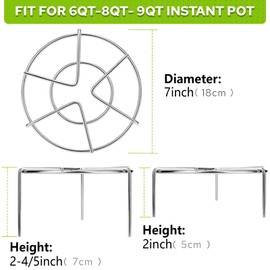 HULISEN Steamer Rack For Pots, 2-4/5" and 2" Tall Trivet for Instant Pot 6 Qt and 8 Qt, 18/8 Stainless Steel Steaming Rack Fit Pressure Cooker (7" Dia - 2Pcs)