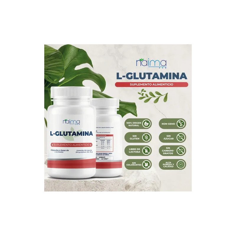 Naíma L-Glutamina 1000mg Aminoácido Deportivo Sin Gluten 100 Cápsulas