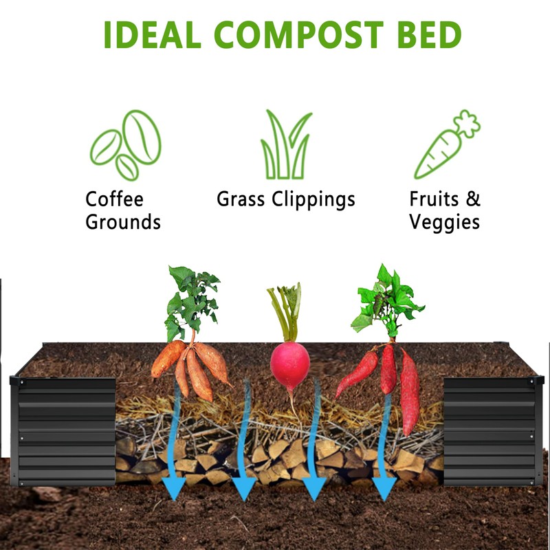 DIIYIV 2PCS 12x2x1FT Galvanized Raised Garden Bed Kit,Vegetable Boxes-Rectangle Metal