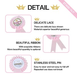 INNORU Satin Fabric Grandma to Be Tinplate Badge Pin, New Grandmother Rosette Button Pins, Gender Reveal Party Accessory Brooch Pin, Baby Shower Party Decorations Pink, Pack of 1