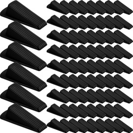 Frienda 72 Pcs Door Stoppers Bulk for Bottom of Door Rubber Door Wedge Stop Height up to 1.2 Inches Sturdy Door Stop Bulk for Heavy Duty Door Bottom Carpet Tile Concrete Wooden Floor (Black)