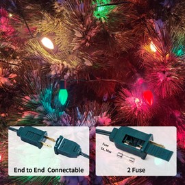 CHYParty C7 Christmas Lights, 25FT Ceramic Red Green White Christmas String Lights, Indoor Outdoor Xmas Holiday Lights for Wedding Party Patio Backyard Tree Home Decor Green Wire