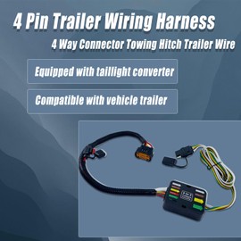 56420 4 Pin Trailer Wiring Harness Flat Output Compatible with Hyundai Santa Fe Palisade Tucson 2019-2024, Compatible with Kia Carnival Telluride Sorento 2020-2024