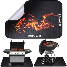 Alckijy Barbecue Mats - Heavy Duty Non-Stick Barbecue Mats for Outdoor Grilling, 32 x 51 inches, Fireproof Mats for Outdoor Grilling, Grass Protection Mats, Fire Pit Mats for Indoor Fireplace Fires