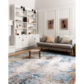 Loloi II Alchemy Collection ALC-05 DENIM/IVORY, Contemporary 6'-7" x 9'-2" Area Rug