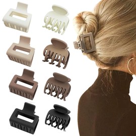 8 PCS Hair Claw Clips Non slip Hair Clamps Strong Hold Jaw Clips Double Row Teeth Cute Size Claw Clip for Women Girls Straight Curly Wavy Hair