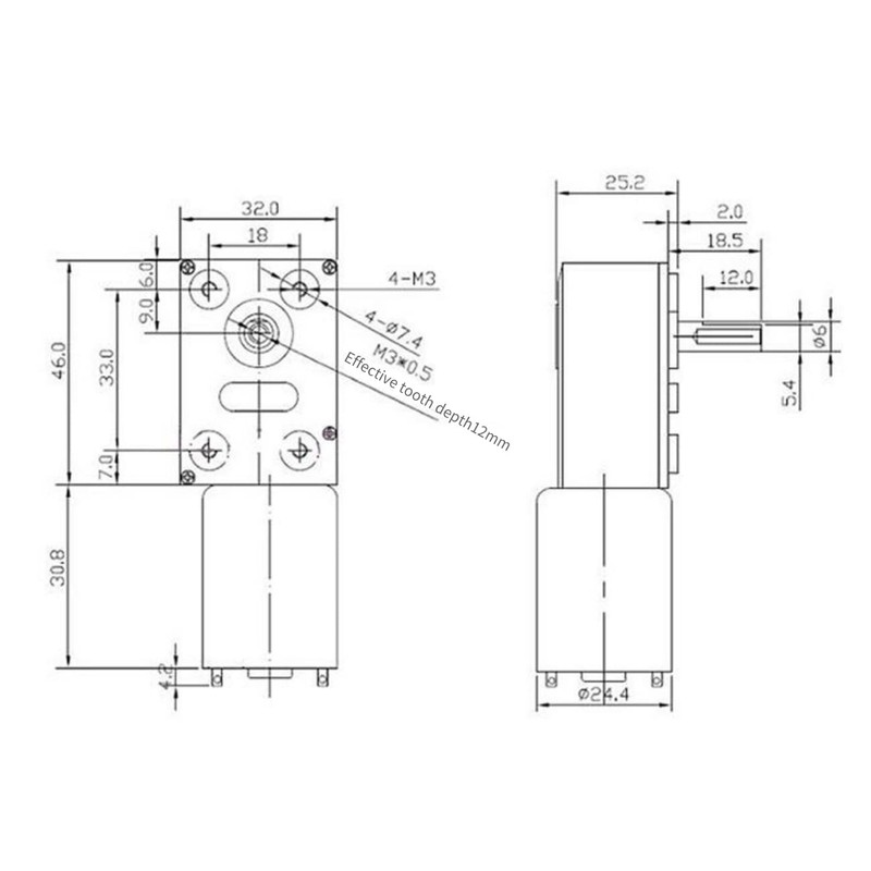 CHACNS 370WG Reducer Motor 24V DC 4RPM Small Gear Mounted