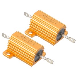 PATIKIL 2 Pieces 25 W 12 Ohm 5% Tolerance Aluminium Housing Resistors Set Resistance Assortment with Screws Wire Wound Potentiometer Power for Machines Electronics DIY Project Golden