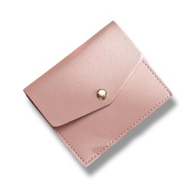 Faux Leather Card Wallet, Small Size, Pink or Black (Pink)