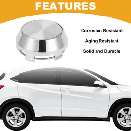 Partuto 1 Pcs 60 mm 2.36" OD - Universal Car Wheel Hub Center Caps - Auto Hub Covers Automotive Accessories Rustproof - Durable Plastic Chrome Silver Tone