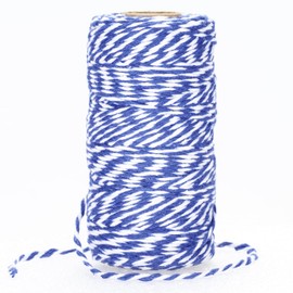 jijAcraft 100 m Navy Blue and White Cotton Cord, 2 mm Baker Twine, Craft Cord, Decorative Cord, Perfect for DIY, Crafts, Gift Packaging, Christmas Decoration