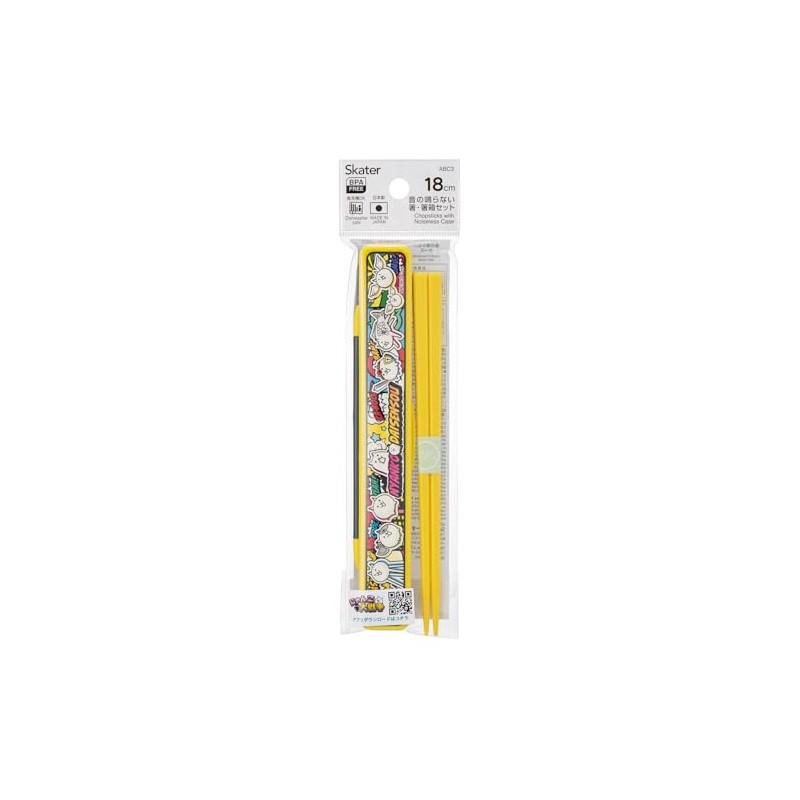 Skater ABC3-A Cat War 26 Chopsticks & Chopsticks Case Set,