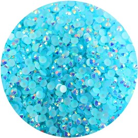 3000 Pieces SS6 2mm Flatback Rhinestones Clear Glasses Round Gems AB Crystals for Nail Art DIY Crafts Clothes Glitter Stones （Light Blue）