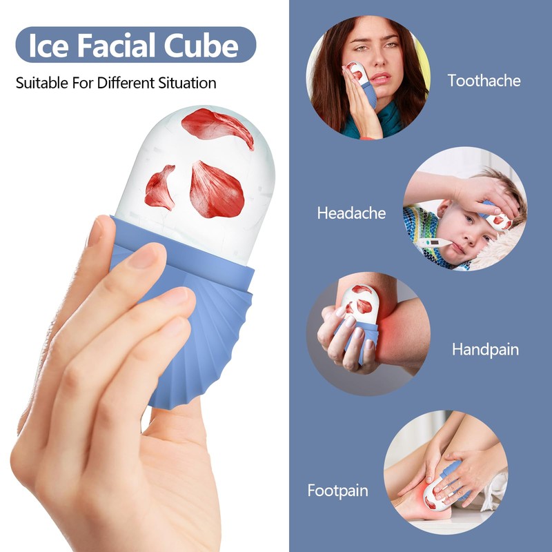 2pcs Ice Roller for Face and Eye, Silicone Ice Facial