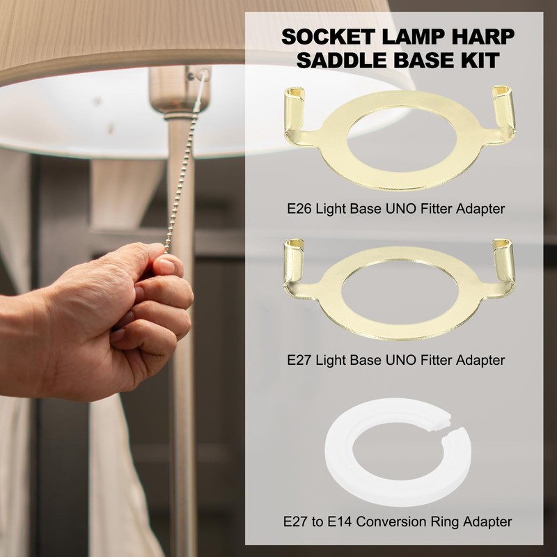 YOKIVE E27 E26 Lamp Harp Saddle Base, 1 Set 1.7"/1.4"