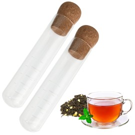 Teesieb für Losen Tee 2 Stück Glas Teefilter Mit Kork 15.5×3cm Wiederverwendbare Transparentes Tea Infuser Teeei Aus Hitzebeständiges Glas für Zuhause, Party, Büro