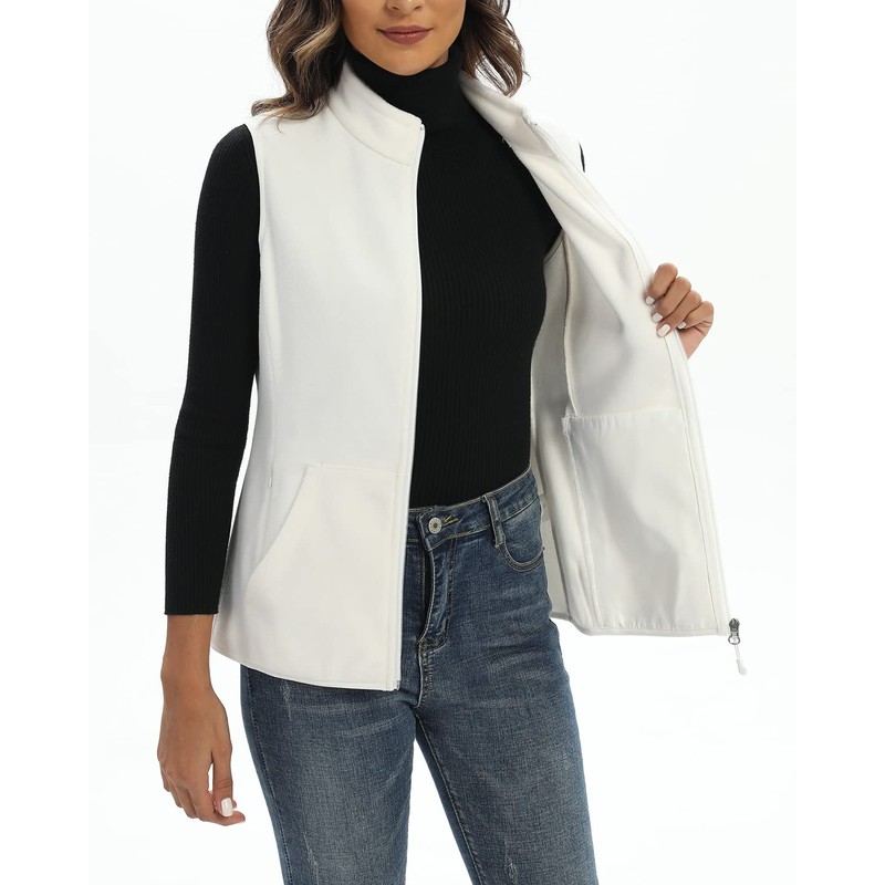 Xeoxarel Vests for Women, Soft Fleece Vest Lightweight Sleeveless Classic