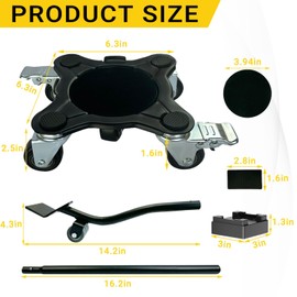 Furniture Dolly Set, Furniture Movers with 5 Wheels Heavy Duty, Carbon Steel Panel Heavy Duty Dolly, 360° Rotation with Brake, Double Bearings, Furniture Lifter Move Tool, 3306Lbs Load Capacity