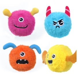 TwoEar Interactive Dog Toys for Aggressive Chewers, Inside Squeaky Balls for Dogs, Throwing and Fetching Dog Toys for Small & Mudium Dogs, 4 Pack