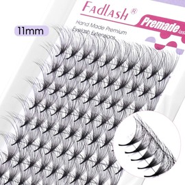 Double Eyelashes Premade Volume Eyelash Extensions 10D 0.07mm D Curl 11mm Double Layer Stereoscopic Eyelashes by FADLASH (10D-0.07-D,11mm)