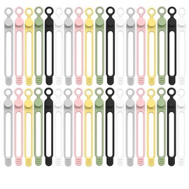 Organizadores de Cables Silicona Elástica Flexible Organización Escritorio Computadora Cables Organizadores Reutilizables Alta Calidad Multicolor Bridas Electricidad. (Multicolor / 36 Piezas)
