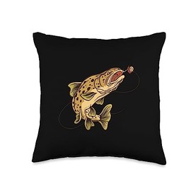 Angel Fishing, lustige Sprüche Funny Trout Fishing Graphic for Men Women Children Throw Pillow, 16x16, Multicolor