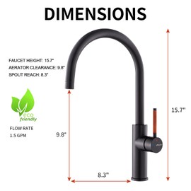 Achelous Single Handle Kitchen Bar Sink Faucet, Matte Black Wet Bar Sink Faucet Stainless Steel Single Hole, 360 Swivel B Tap for Farmhouse RV Camper Outdoor Utility Bathroom