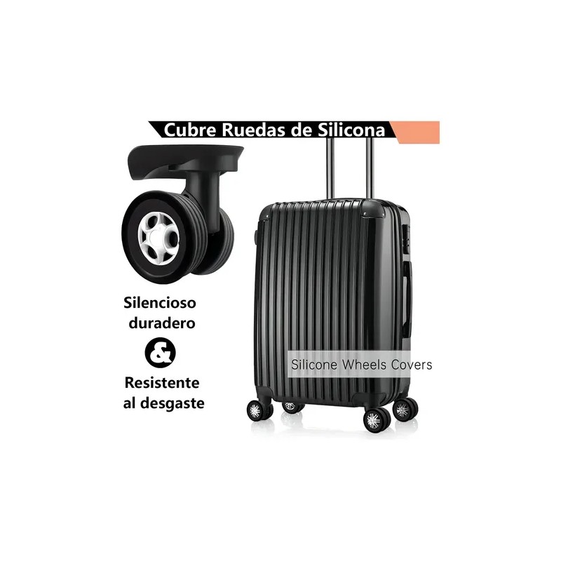Fundas Silicona Luvan 8 Piezas Negro para Ruedas de Maleta
