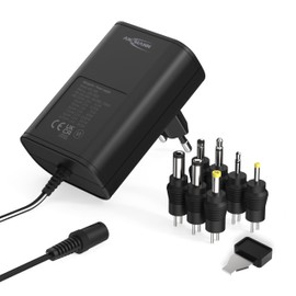 ANSMANN APS 1500 Universal Stecker Netzteil 12V inkl. 7 verschiedende Adapter Stecker - Netzstecker bis max. 1500mA - Netzadapter zur Stromversorgung vieler Elektrokleingeräte von 3-12 Volt regelbar