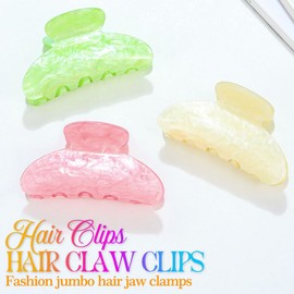 BARTOSI Hair Claw Clips Green Hair Claw Clamps Medium Claw Clips for Hair Non Slip Hair Catch Barrettes Styling Hair Accessories for Women and Girls (Pack of 3)