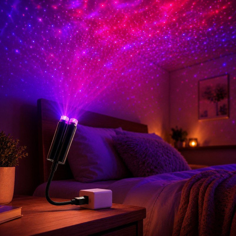 USB Car Star Projector Light for Interior Décor – Flexible