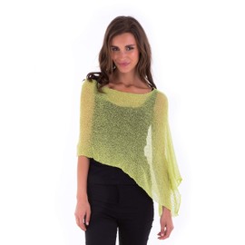SHU-SHI Womens Sheer Poncho Casual Summer Shrug Bolero Lightweight Knit Lime