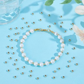 UNICRAFTALE About 1000pcs 18K Gold Plated Spacer Beads Round Spacer Beads Stainless Steel Beads Tiny Loose Beads Smooth Beads Small Bracelet Beads for DIY Necklace Bracelet Jewellery Making 3mm