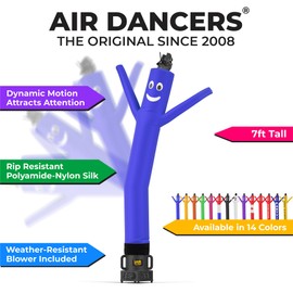 LookOurWay Air Dancers Wacky Waving Inflatable Tube Man Set - 7ft Tall Advertising Air Dancer Waving Man Inflatable Tube Guy with Sky Dancer Blower - Blue