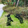 Rabbit Metal Garden Stakes Decorative,2 Pack Black Jump Rabbit Silhouette