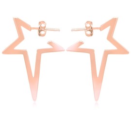 Nobel Schmuck Silver Hoop Earrings Star 925 Sterling Silver Gold Rose Gold, Silver, No Gemstone
