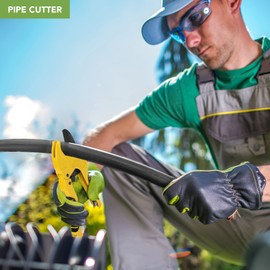 BLOSTM Plastic Pipe Cutter - Heavy Duty Ratchet Pipe Cutters with 42mm Outside Diameter Cutting Capacity for PVC, PEX, PPR Plastic Pipes & Rubber Hoses - Ergonomic Non-Slip Handle & Safety Lock