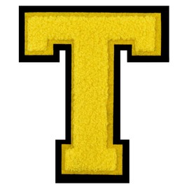 Single 4.5" Yellow Chenille Iron-On Patch – Easy Application for Varsity Jackets, Backpacks, Hoodies, Shirts, Team Uniforms