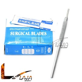 100 Scalpel STERILE Blades #10 with Free Round Scalpel Handle #3 (LAJA IMPORTS Brand)