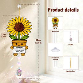 Positive Sunflower Suncatcher - This is A Little Reminder - Sunflower Suncatcher with Crystals, Sunflower Gifts for Women Gift for Coworker, Best Friend, Teacher, Sister, Mom