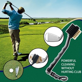 FMHXG 2PCS Golf Club Brushes Golf Double Sided Cleaning Brush Set Length 7 inches Copper Wire Brushes for Clubs Shoes Other Equipment to Remove Dirt from Grooves