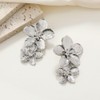 Aloha Earrings Non Pierced Silver Tone Clip On Double Flower